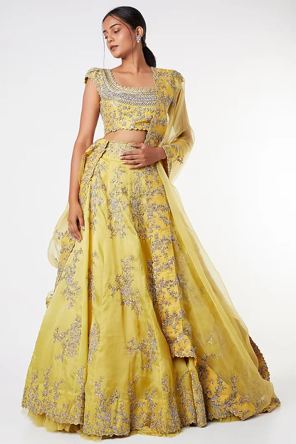 MRUNALINI RAO Yellow Embroidered Lehenga Set