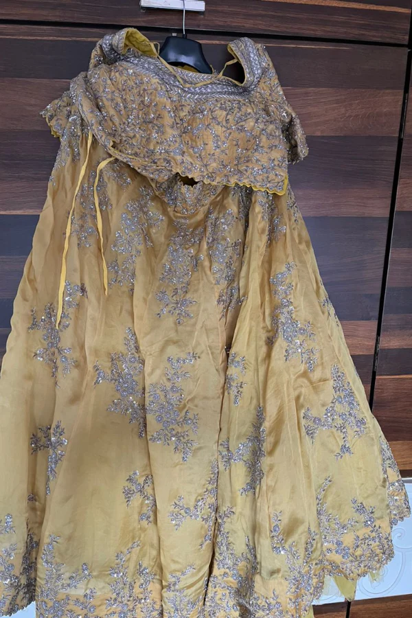 MRUNALINI RAO Yellow Embroidered Lehenga Set - Image 4