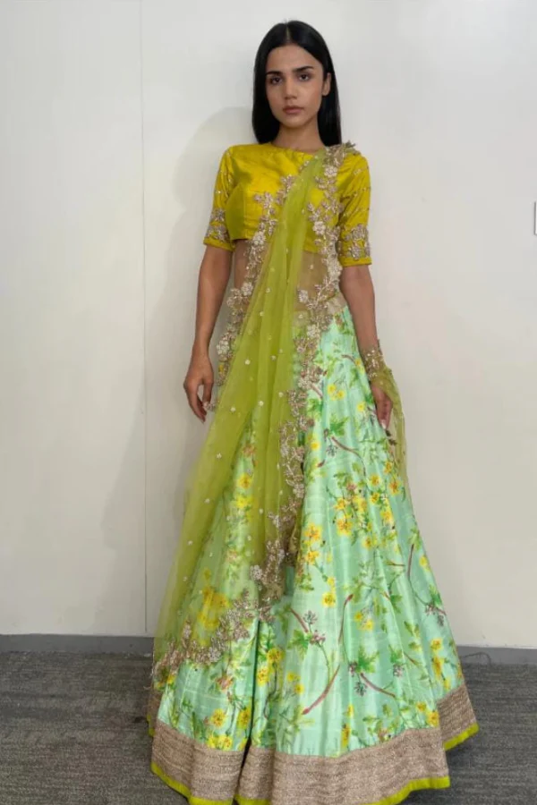 Mustard Floral lehenga set - Image 3