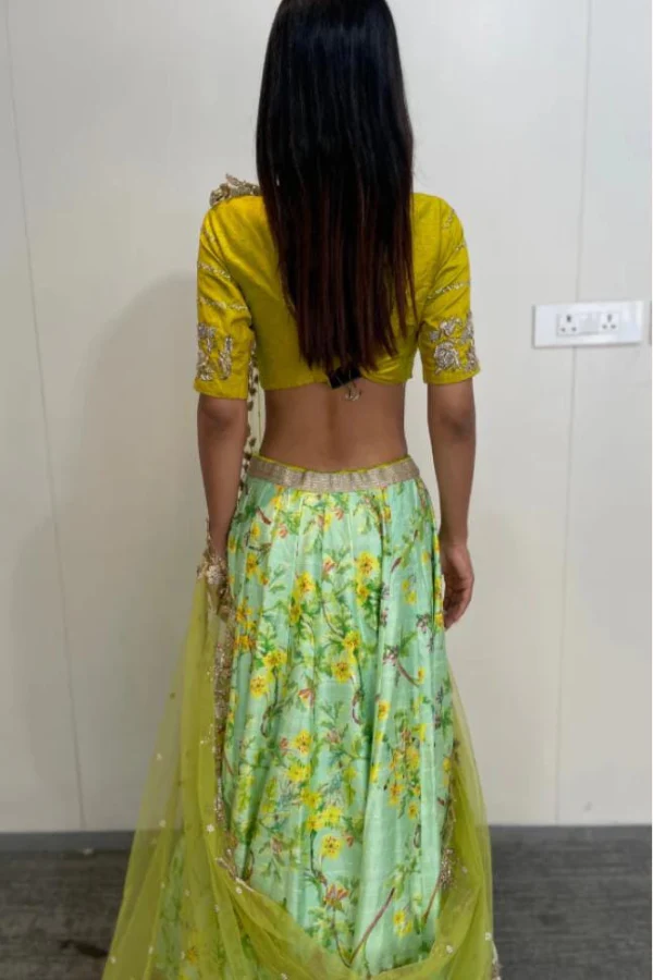 Mustard Floral lehenga set - Image 6