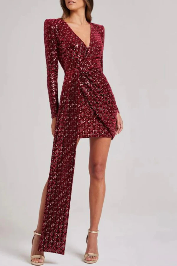 Nadini merabi red embellished dress
