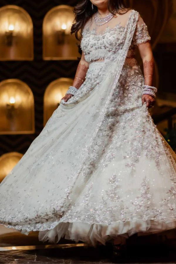 Natasha Dalal Ivory white lehenga