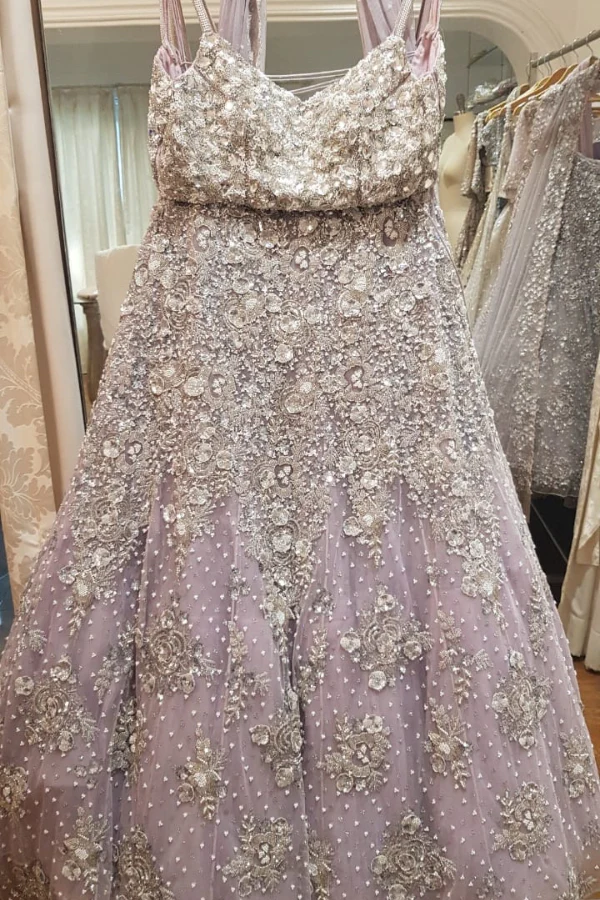 Natasha Dalal Lilac Crystal Encrusted Lehenga - Image 2