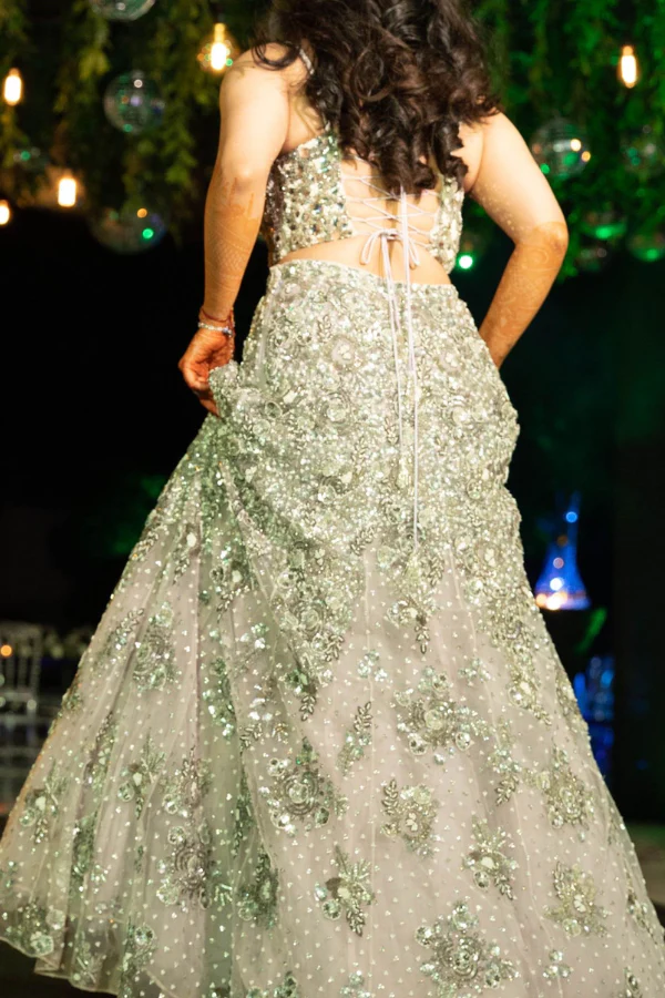 Natasha Dalal Lilac Crystal Encrusted Lehenga - Image 3