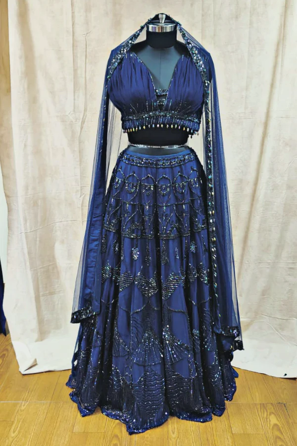 Navy Blue Embellished Lehenga - Image 3