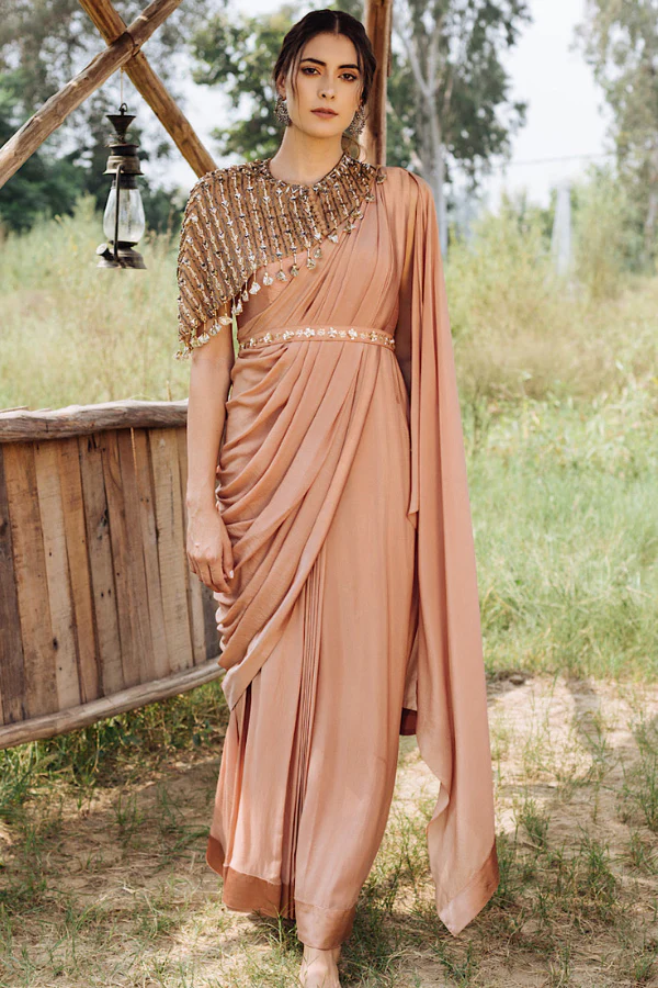 Nidhika Shekhar Cape Saree Gown Set
