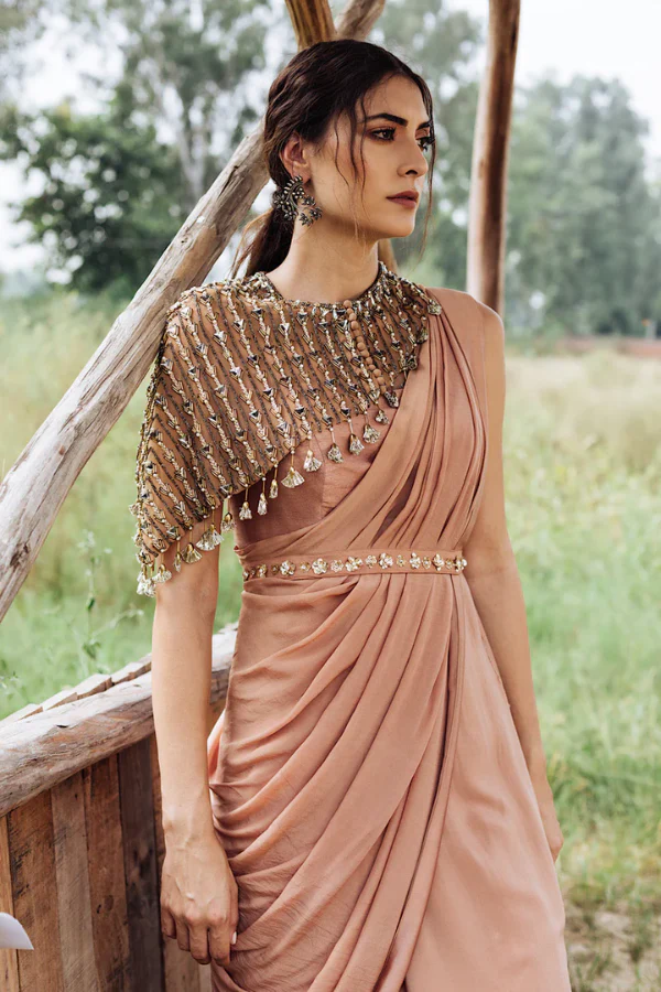 Nidhika Shekhar Cape Saree Gown Set - Image 2