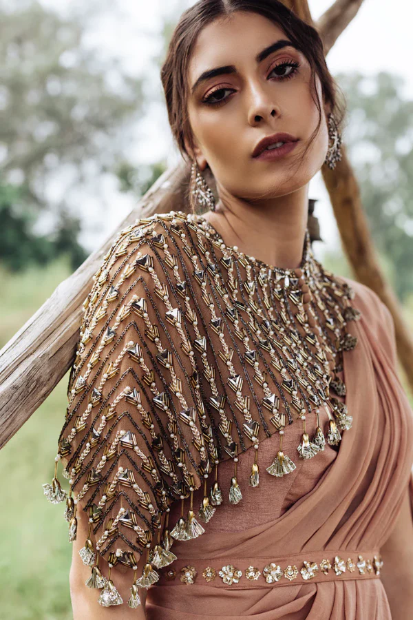 Nidhika Shekhar Cape Saree Gown Set - Image 3