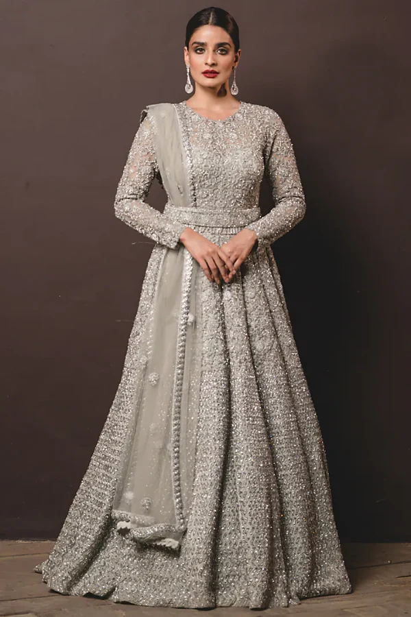 NITIKA GUJRAL Grey Sequin Embroidered Gown