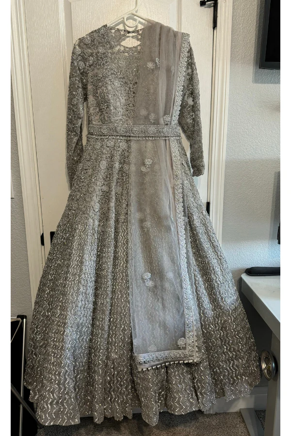 NITIKA GUJRAL Grey Sequin Embroidered Gown - Image 3