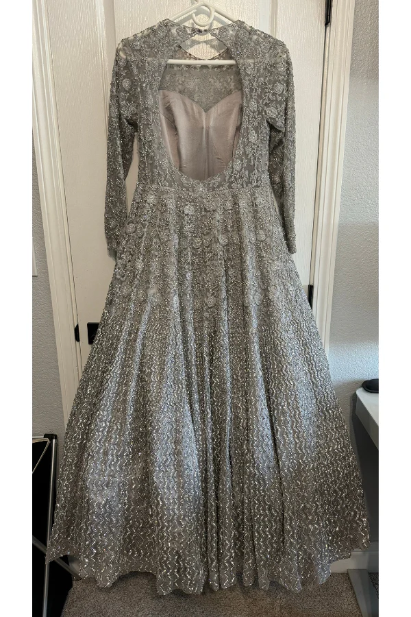 NITIKA GUJRAL Grey Sequin Embroidered Gown - Image 5