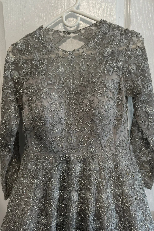 NITIKA GUJRAL Grey Sequin Embroidered Gown - Image 6