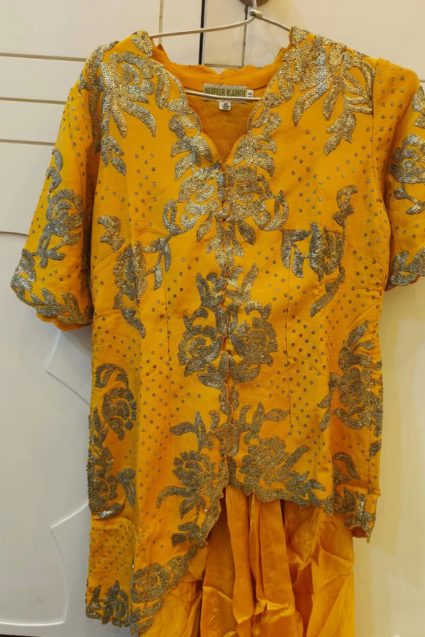NUPUR KANOI MUSTARD Draped DHOTI WITH TOP - Image 2