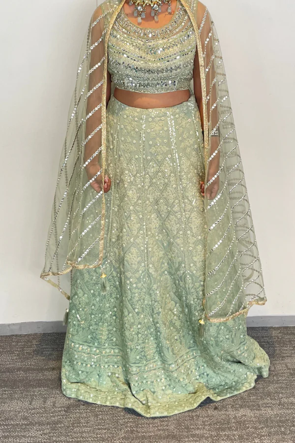 ombre mint green lehenga set