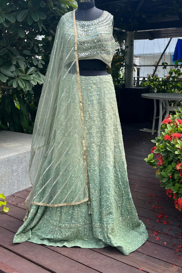 ombre mint green lehenga set - Image 3