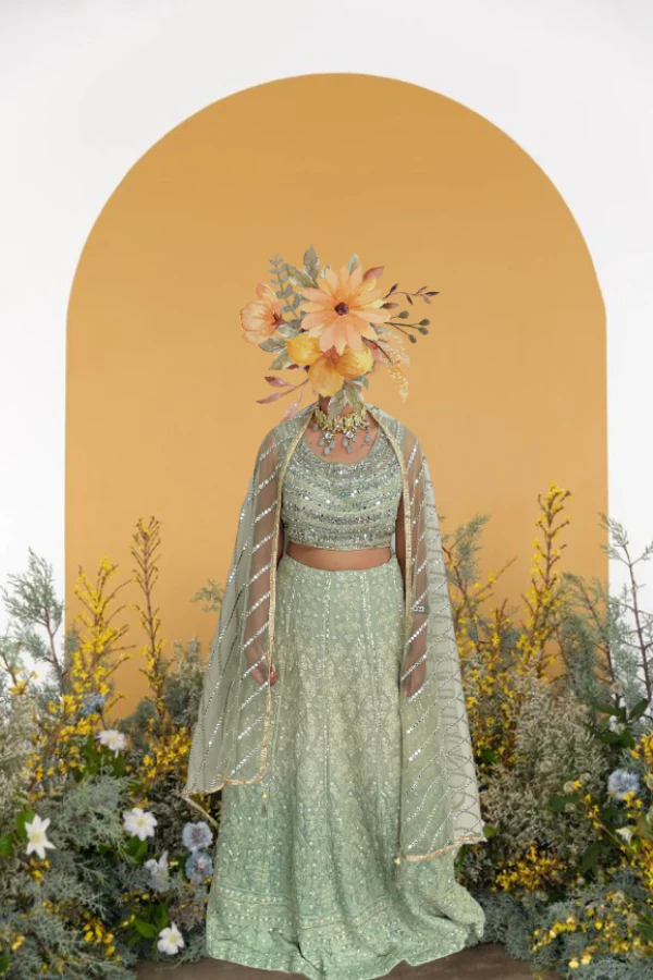 ombre mint green lehenga set - Image 6