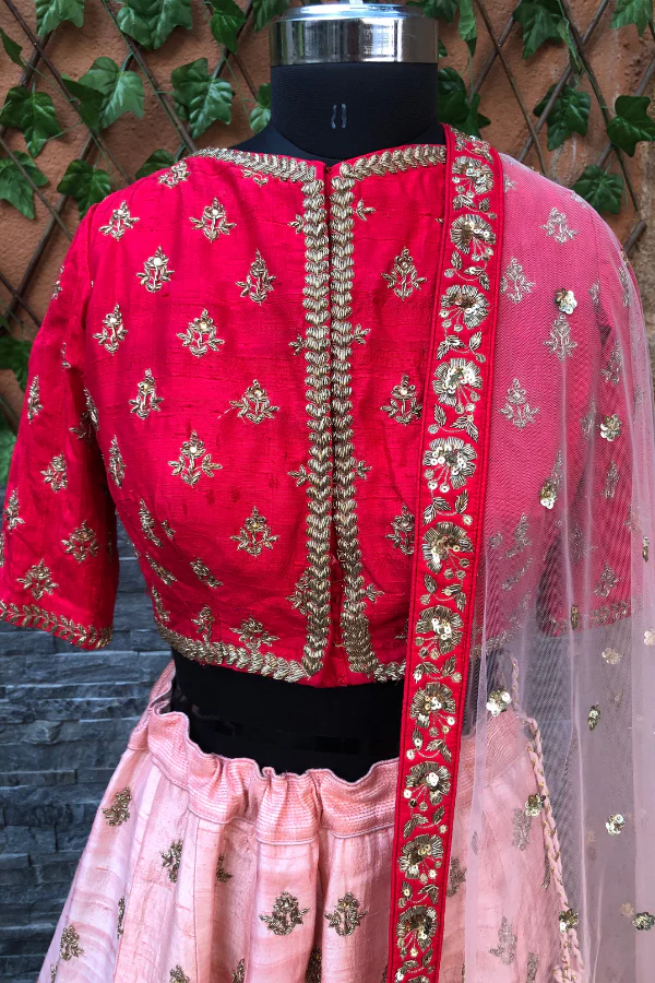 Ombre red lehenga set - Image 3