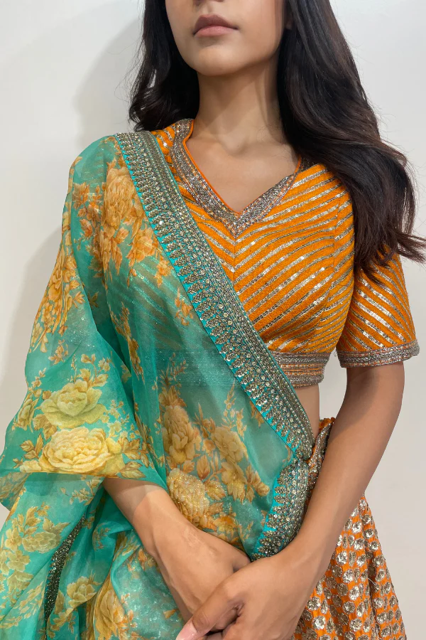Sabyasachi Orange bridal lehenga set - Image 3