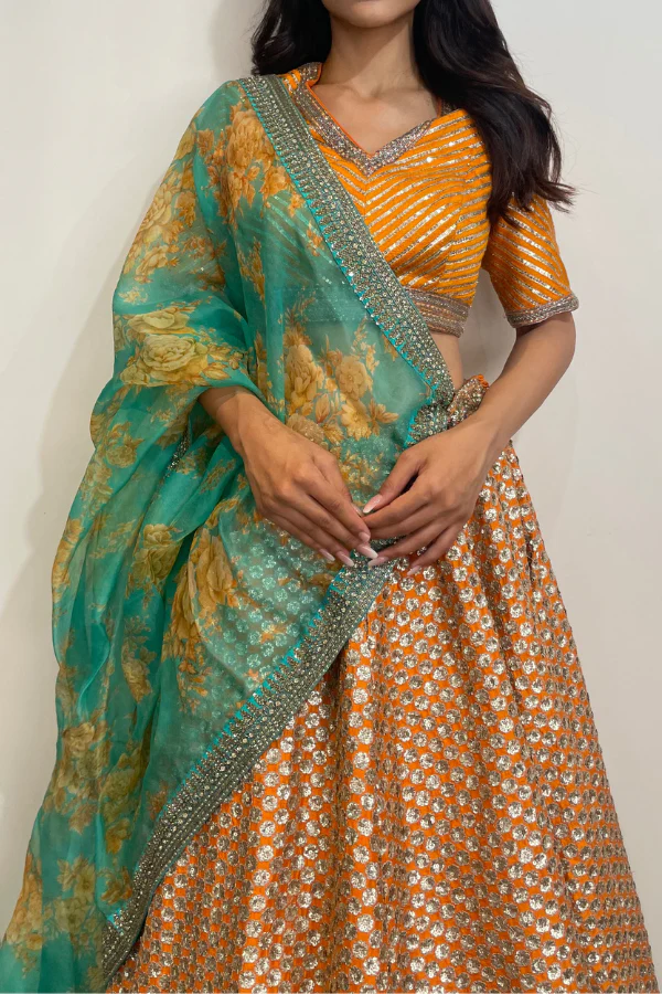 Sabyasachi Orange bridal lehenga set - Image 4