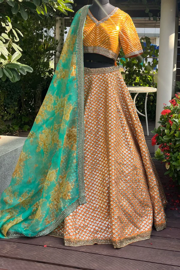 Sabyasachi Orange bridal lehenga set - Image 5