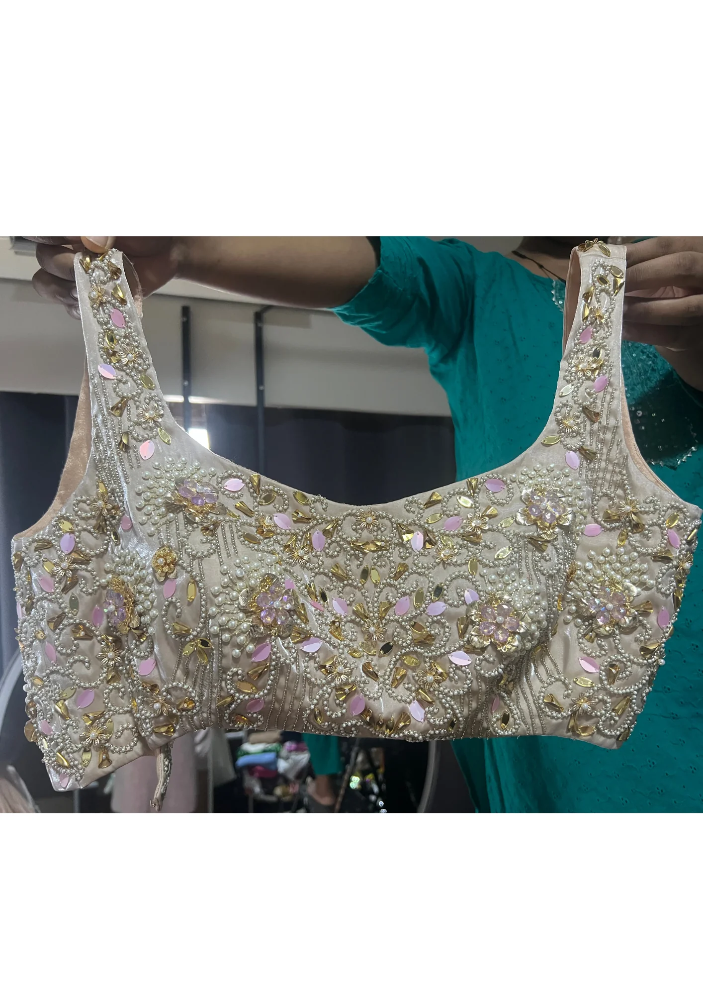 Papa Don't Preach Beige Lehenga Set - Image 5