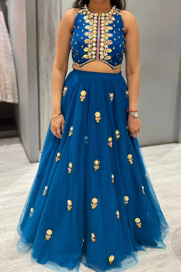 Papa Don't Preach blue lehenga - Image 4