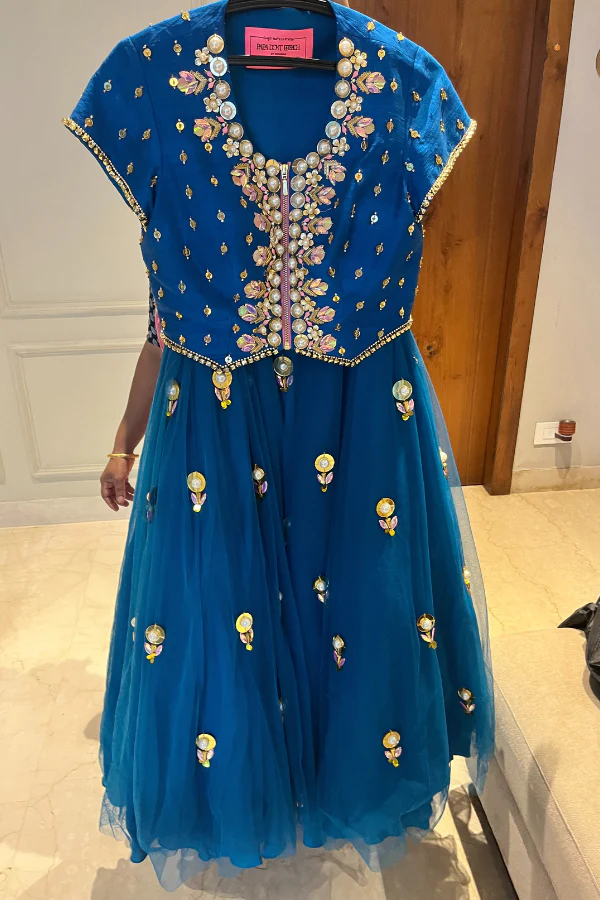 Papa Don't Preach blue lehenga - Image 5