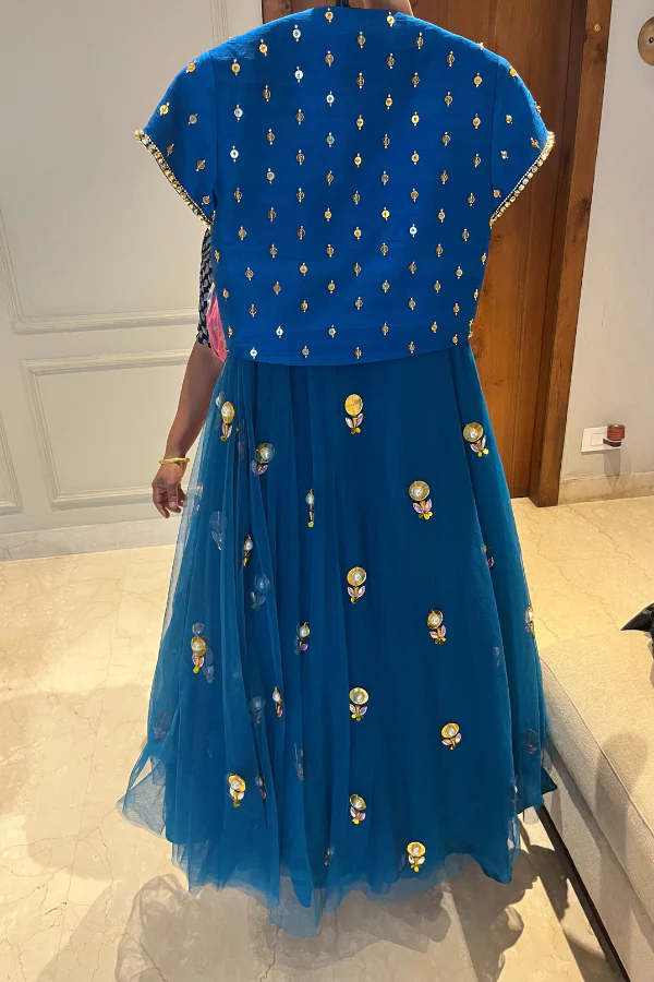 Papa Don't Preach blue lehenga - Image 6