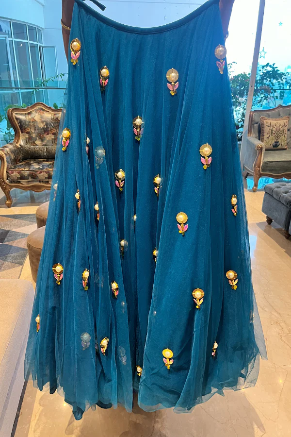 Papa Don't Preach blue lehenga - Image 8