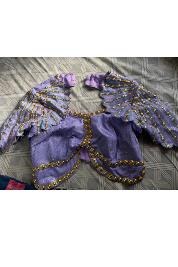 PAPA DONT PREACH Dark Blue & Lilac Sequins Printed Lehenga Set - Image 3