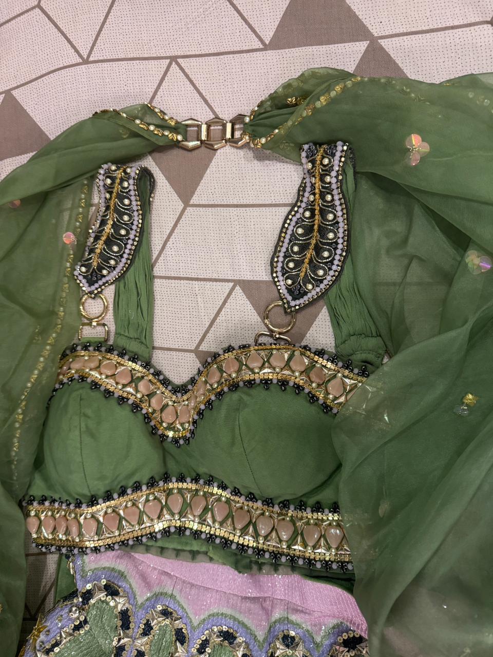 Papa Don't Preach Embroidered Lehenga Set - Image 3