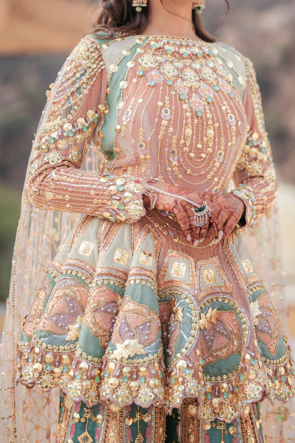 Papa don't preachBRICK BROWN, IVORY & TEAL SHARARA SET - Image 5