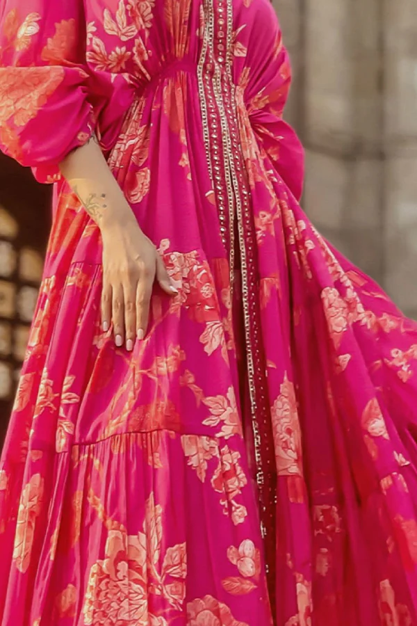 Paulmi & Harsh Flourishing Floral Jaal Kaftan Set - Image 3