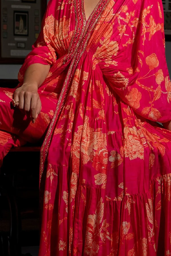Paulmi & Harsh Flourishing Floral Jaal Kaftan Set - Image 4