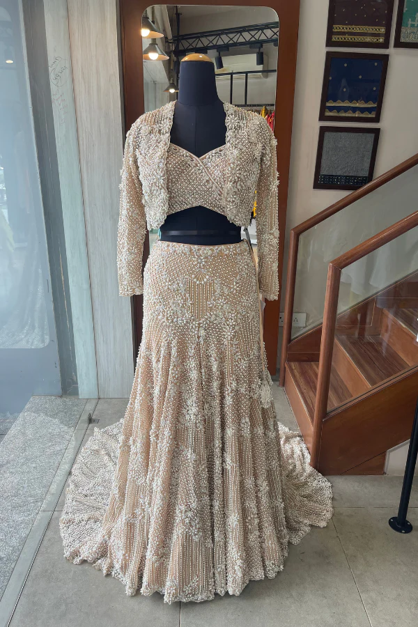 Payal Keyal Ivory Jacket lehenga set - Image 3