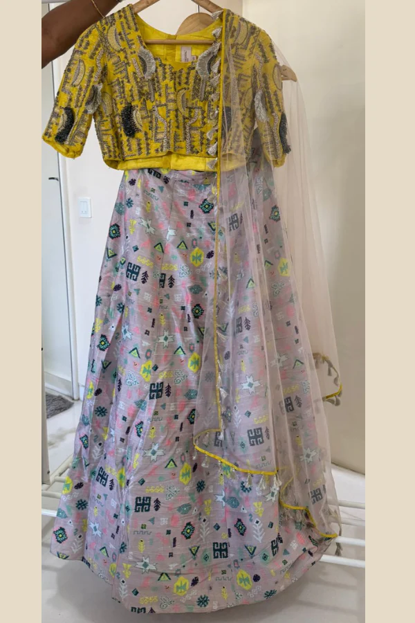 Payal Singhal Yellow & Pastel Printed Lehenga Set