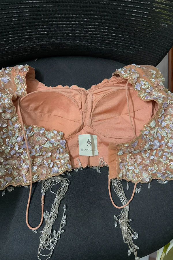 Peach Embroidered Lehenga Set - Image 3
