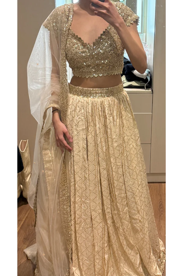 Peach embroidered lehenga set - Image 2