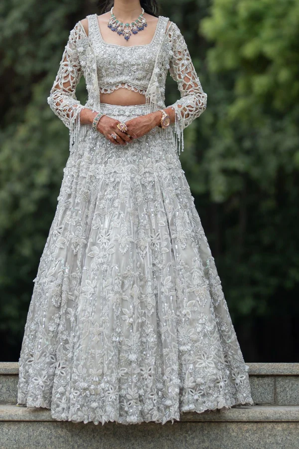 Pearl White lehenga set