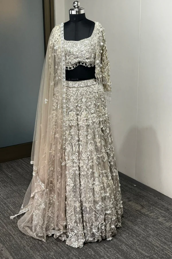 Pearl White lehenga set - Image 2