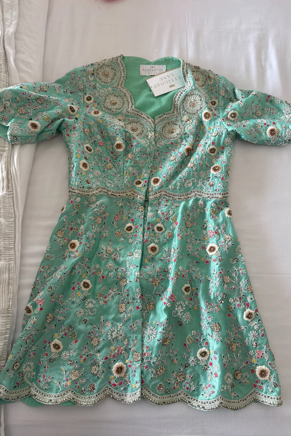 petticoat lane Mint Green Organza Sharara Set - Image 2