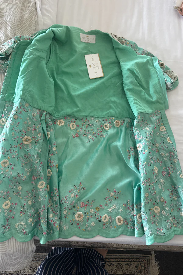petticoat lane Mint Green Organza Sharara Set - Image 5