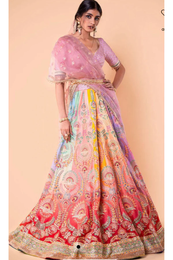 Tarun Tahiliani pink and colourful lehenga set - Image 3