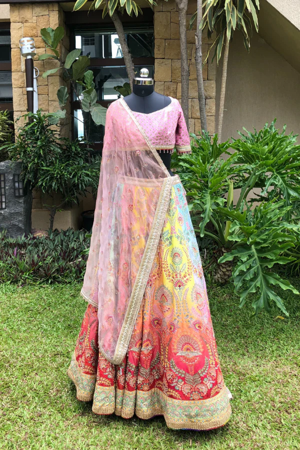 Tarun Tahiliani pink and colourful lehenga set - Image 5