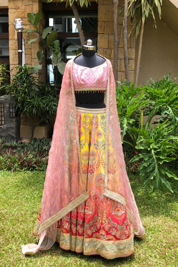 Tarun Tahiliani pink and colourful lehenga set - Image 6