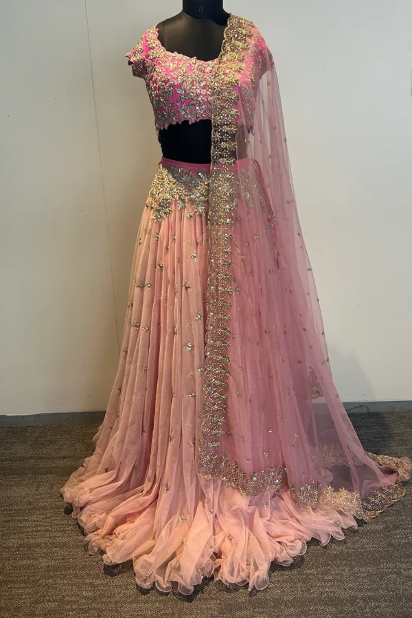 Pink embroidered lehenga set - Image 3