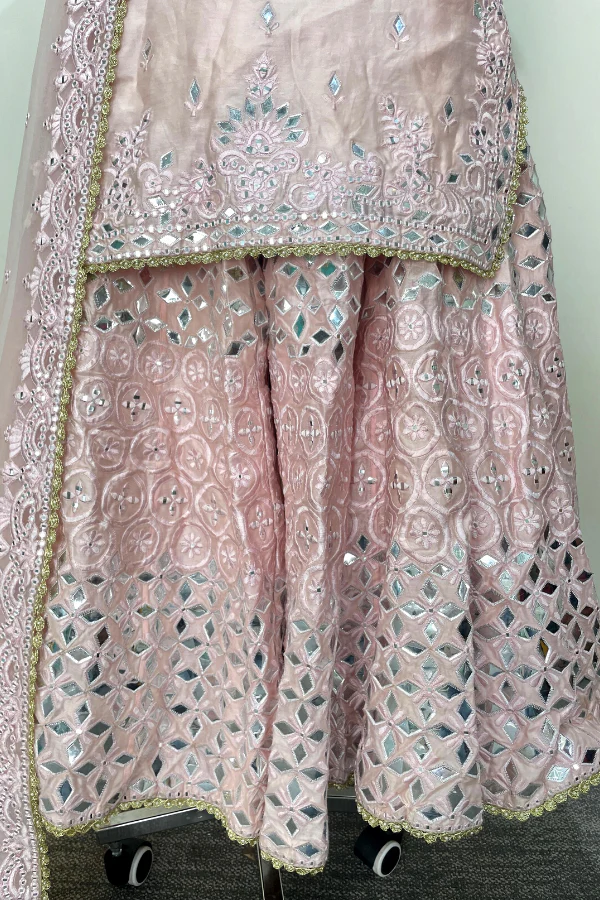 Pink Mirror work Gharara set - Image 3
