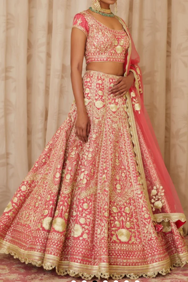 Pink Zari embroidered lehenga set
