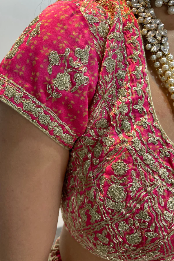 Pink Zari embroidered lehenga set - Image 4