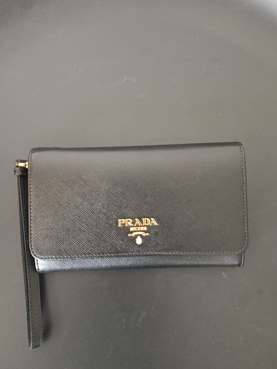 Prada Black Saffiano Metal Leather Wristlet Wallet - Image 3